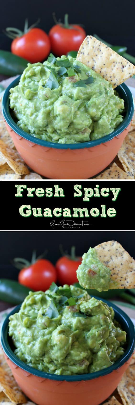 A double collage photo of guacamole.