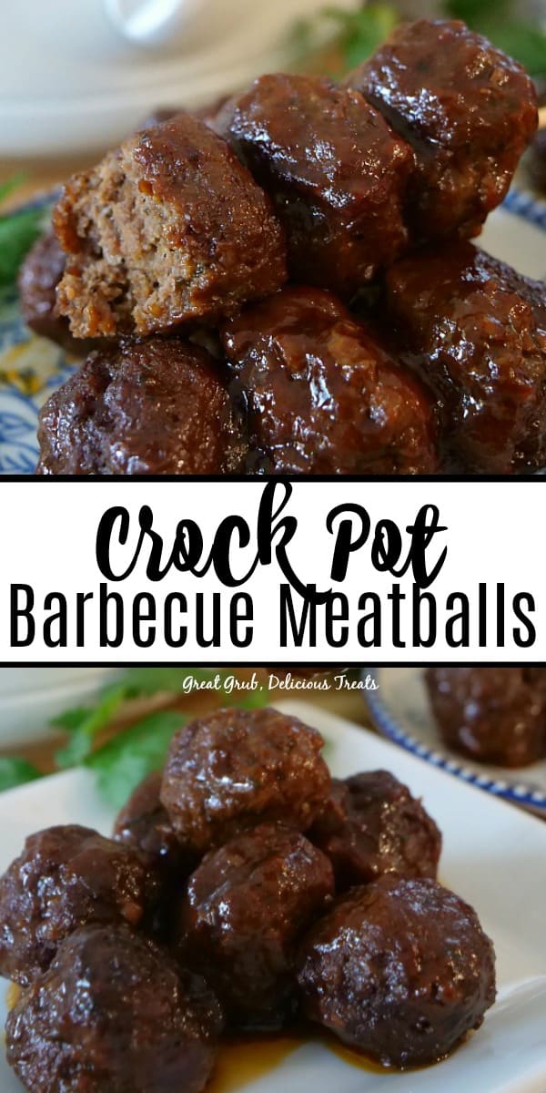 Crock Pot Barbecue Meatballs are delicious and tasty BBQ meatballs that are slow cooked and full of flavor. #meatballrecipes #appetizers #barbecuemeatballs #bbqmeatballrecipe #greatgrubdelicioustreats