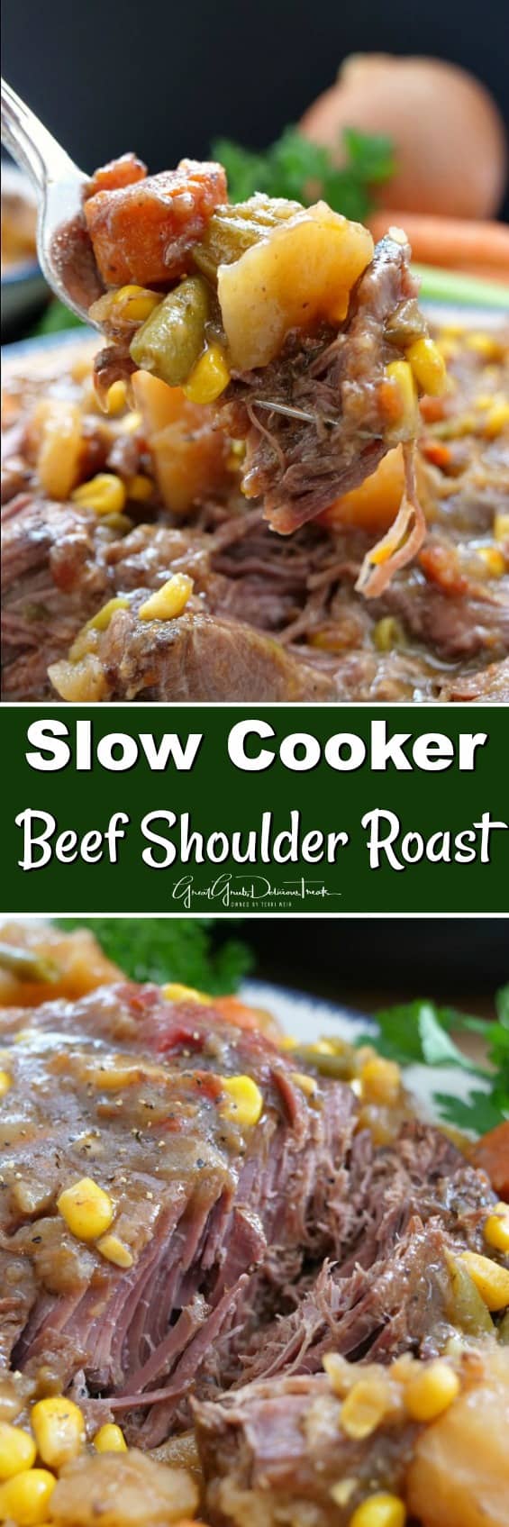 Slow Cooker Beef Shoulder Roast is a delicious slow cooker recipe that is fall off the fork tender and loaded with delicious vegetables. A family favorite. Slow Cooker Beef Shoulder Roast