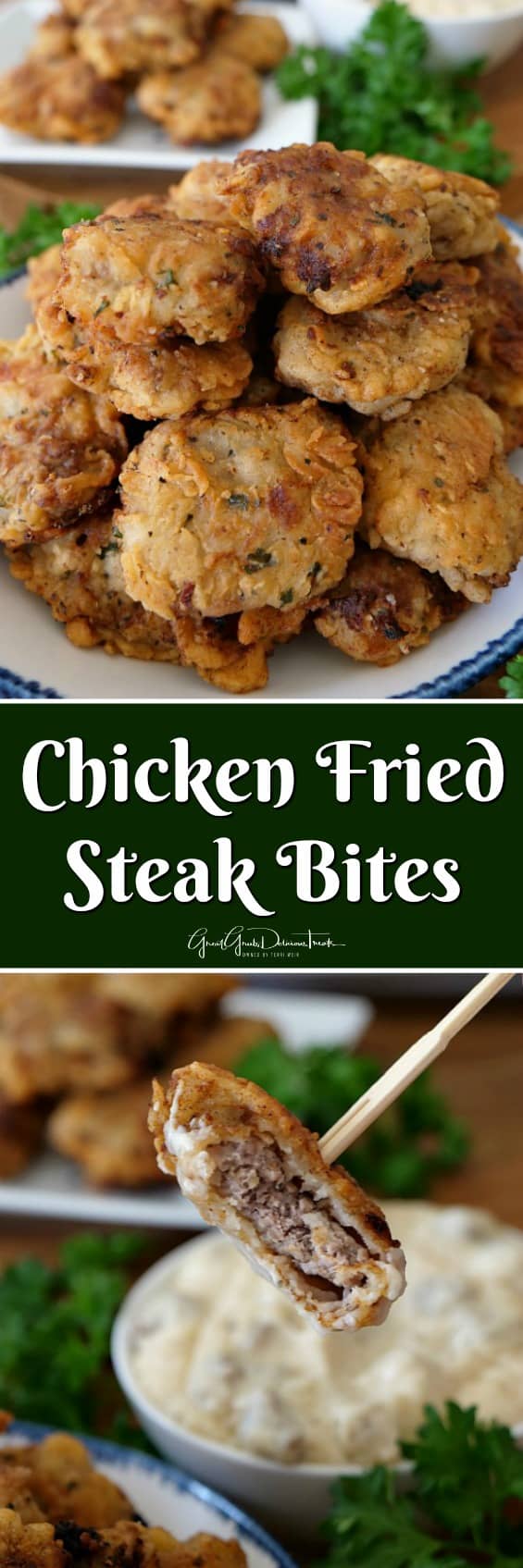 Chicken Fried Steak Bites are crunchy, flavorful bites of cube steak, seasoned just right and fried to perfection. Chicken Fried Steak Bites
