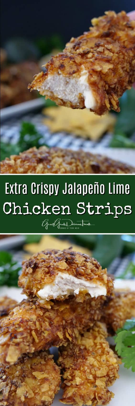 Extra Crispy Jalapeño Lime Chicken Strips are tender, juicy crispy chicken strips with delicious flavor and fast becoming a family favorite. Extra Crispy Jalapeño Lime Chicken Strips