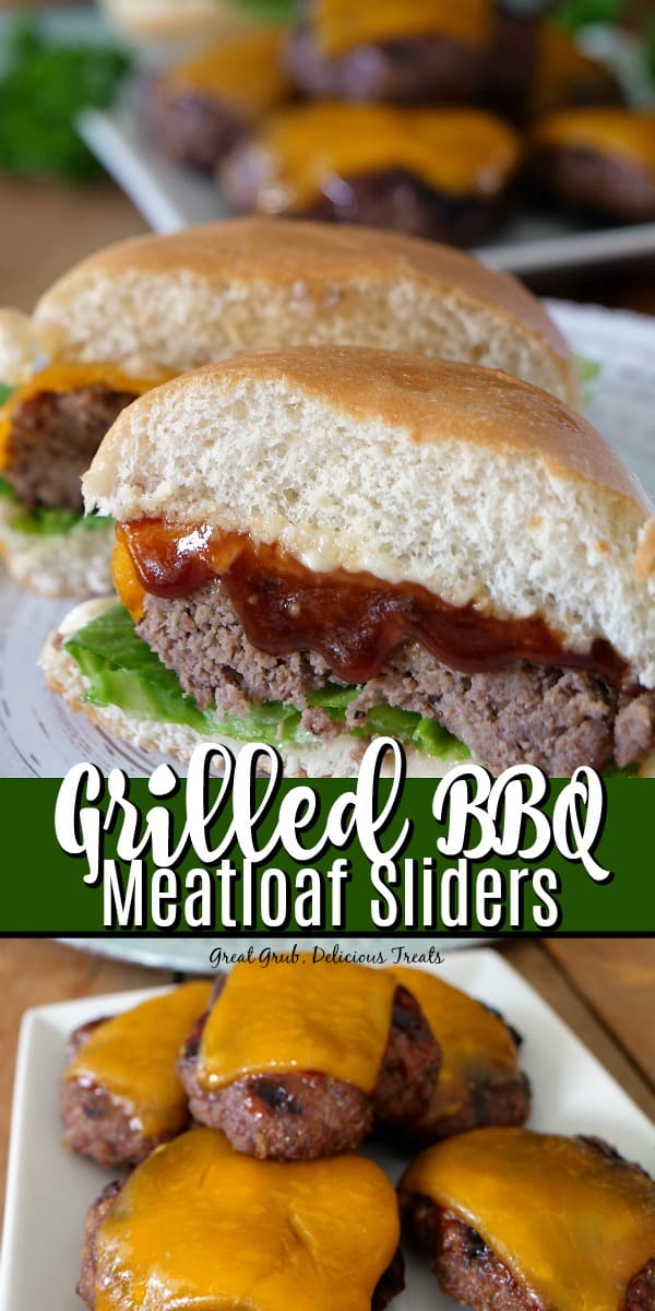 Grilled BBQ Meatloaf Sliders are smothered in barbecue sauce, grilled to perfection and made into a slider. #barbecue #meatloafsliders #grilling #dinner #greatgrubdelicioustreats Grilled BBQ Meatloaf Sliders are smothered in barbecue sauce, grilled to perfection and made into a slider.