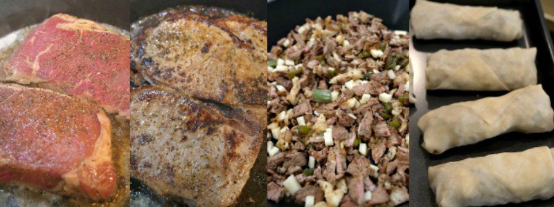 Philly Cheesesteak Egg Rolls - In process shots Philly Cheesesteak Egg Rolls - In process shots