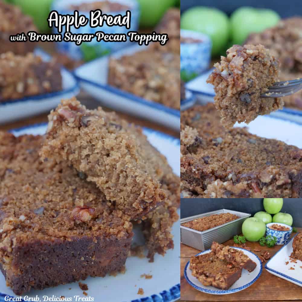 Three photos of apple bread with the title overlay at the top.