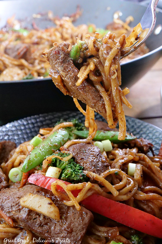 Beef Lo Mein is a simple and easy lo mein recipe you can make at home. Beef lo mein coated in a homemade sauce, veggies, and tender beef slices.