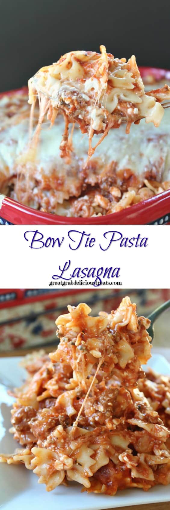 Bow Tie Pasta Lasagna is a family favorite. Loaded with deliciously seasoned meat, sauce and gobs of cheese, this is a easy, go-to, recipe everyone will enjoy! Bow Tie Pasta Lasagna