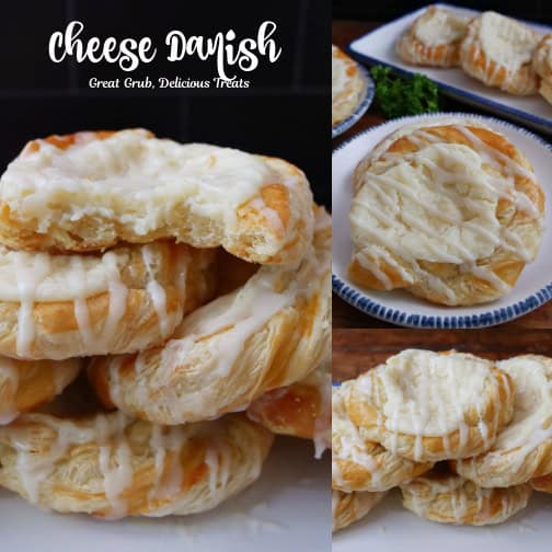 A three collage photo of cheese Danishes.