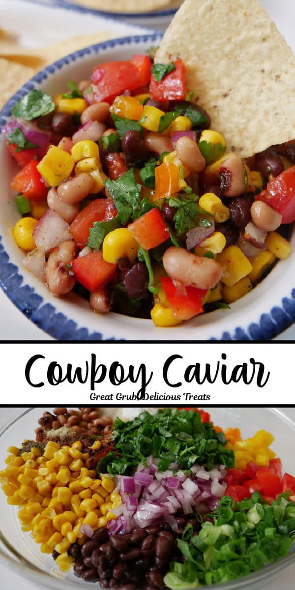 Two photo of this recipe with the title in text in the center between the two photos.