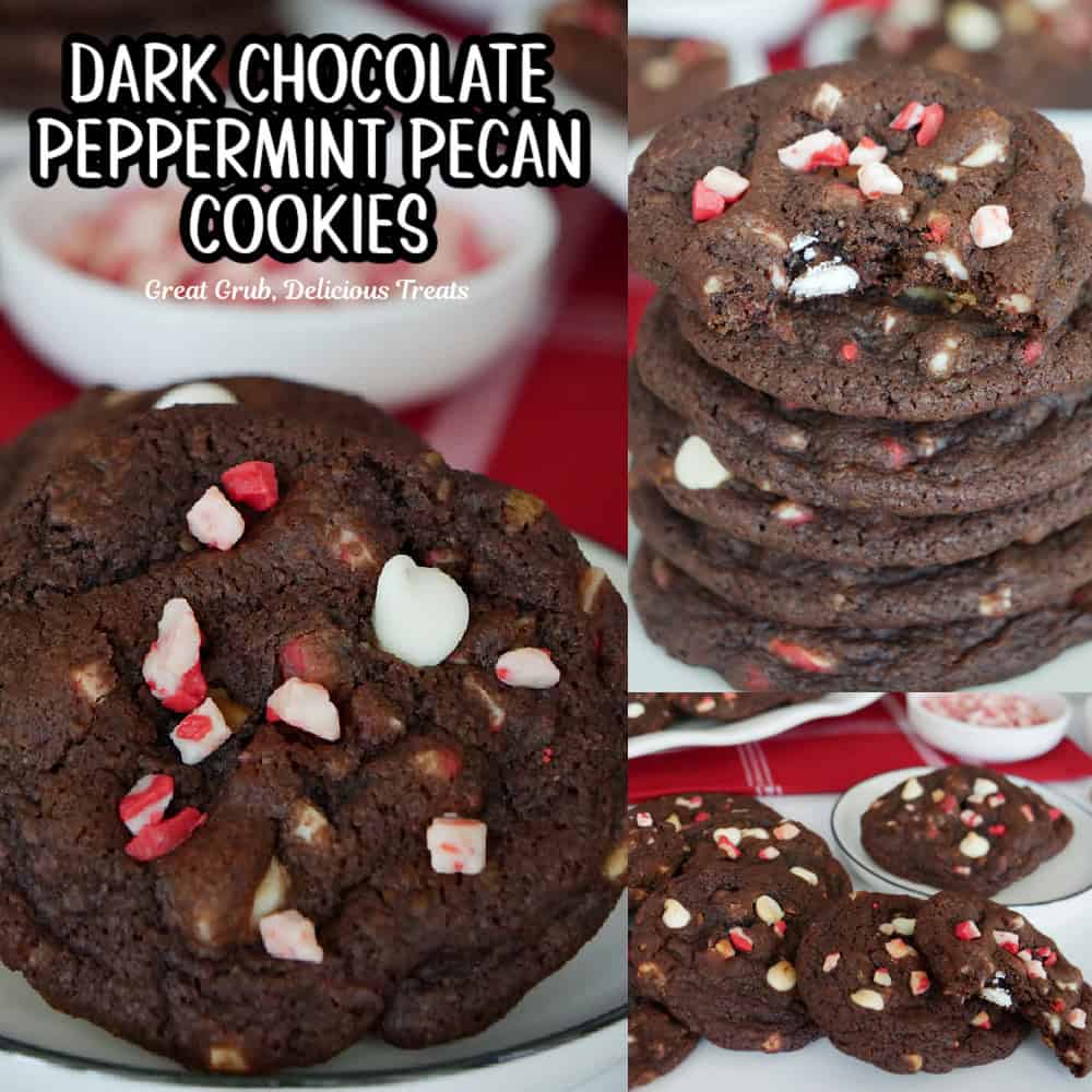 Three photos of chocolate cookies with the title of the recipe at the top.