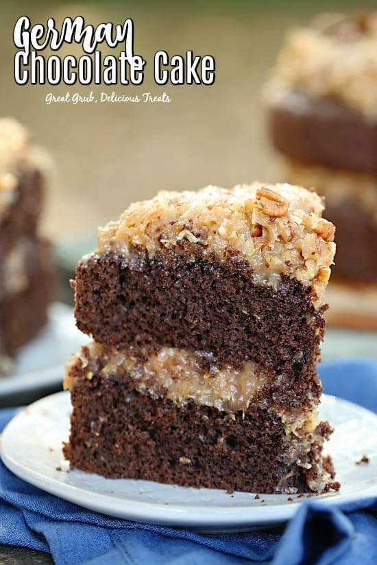 German Chocolate Cake is a moist chocolate cake with the classic coconut pecan frosting.
