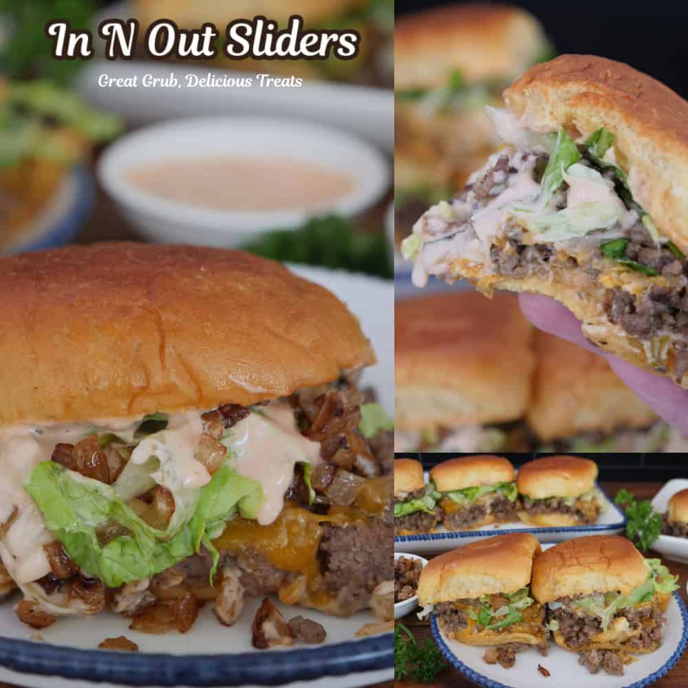 A three collage photo of In N Out Sliders with the title overlay at the top.
