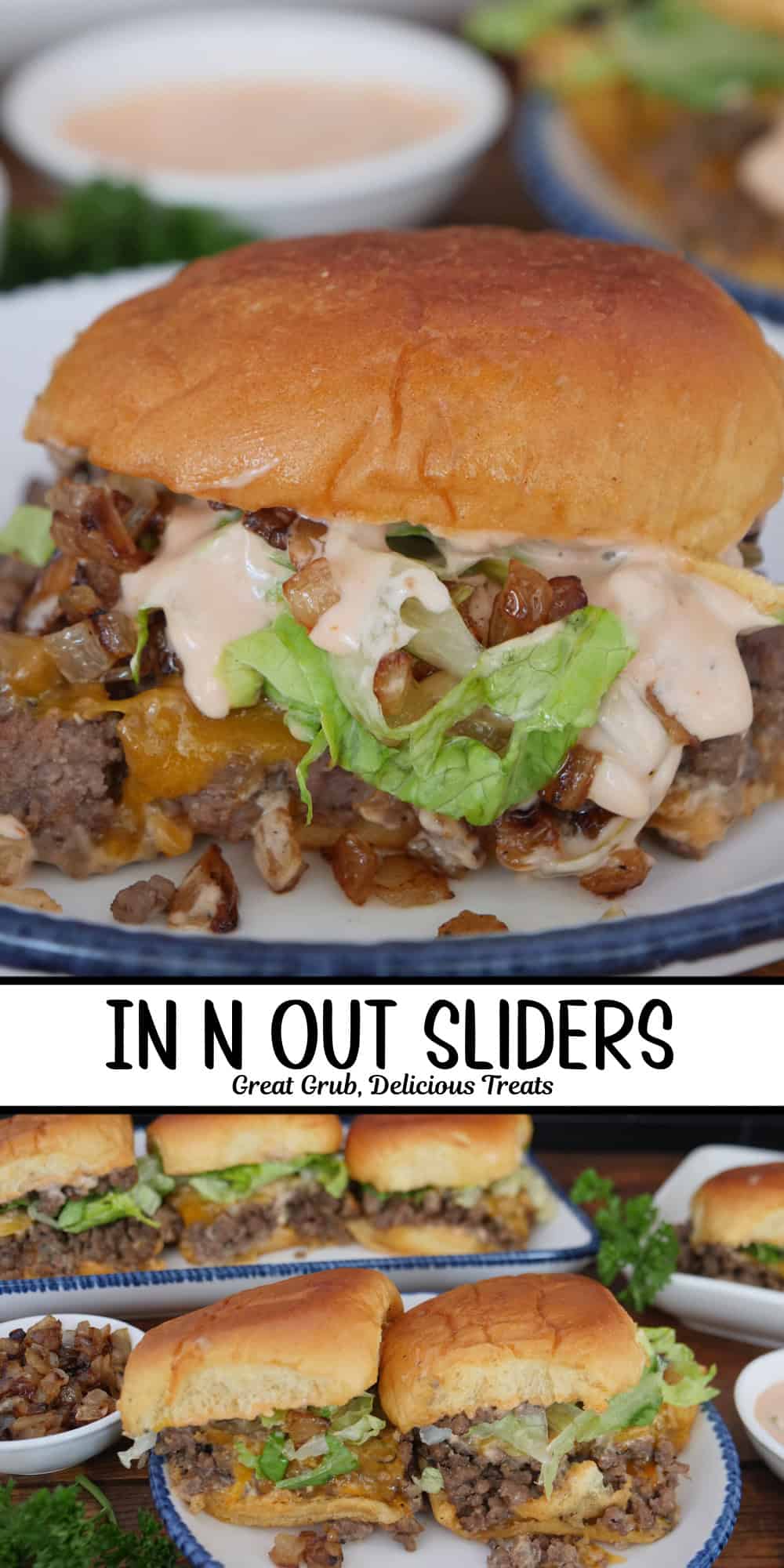 Two photos of In N Out Sliders with the title overlay in the center.