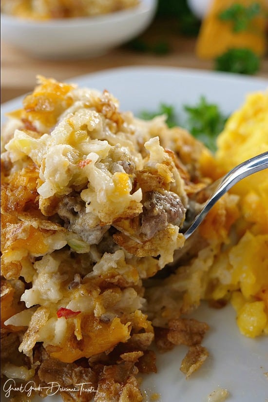 Cheesy Sausage Hash Brown Casserole is loaded with cheese, sausage, potatoes and amazing flavor. Cheesy Sausage Hash Brown Casserole