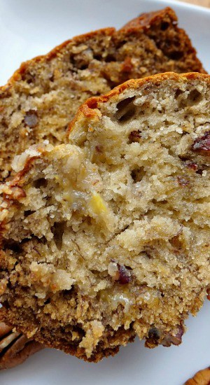 Easy Banana Pecan Bread is packed full of bananas, lots of delicious pecans and is a family favorite banana brean recipe. Easy Banana Pecan Bread