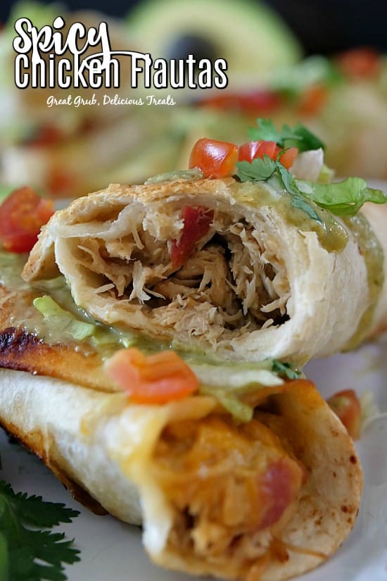 Spicy Chicken Flautas are a delicious and easy flautas recipe loaded with shredded chicken and two types of cheese, baked until crispy and a family favorite recipe.