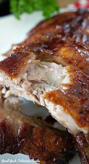 Instant Pot Pork Baby Back Ribs are fall of the bone tender, super scrumptious and an easy rib recipe. #easydinnerrecipes #instantpotporkribs #deliciousrecipes #homemade #greatgrubdelicioustreats Instant Pot Pork Baby Back Ribs
