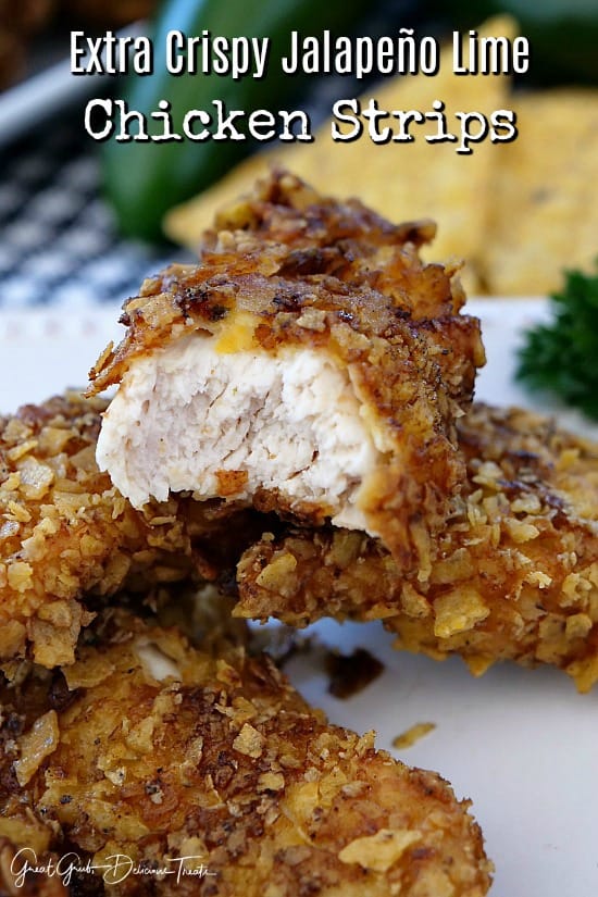 Extra Crispy Jalapeño Lime Chicken Strips are tender, juicy and incredibly crunchy. Extra Crispy Jalapeño Lime Chicken Strips