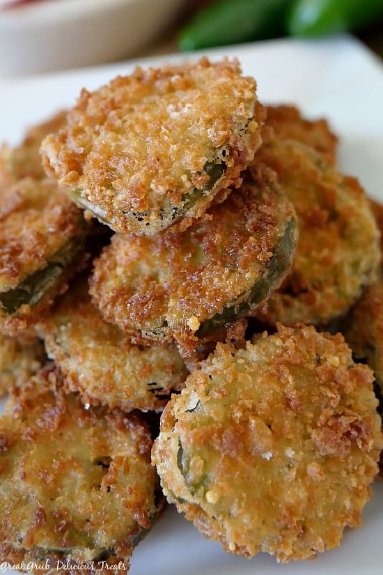 Deep Fried Crispy Jalapenos are deliciously seasoned, fried until golden brown and crispy and a favorite appetizer snack recipe.