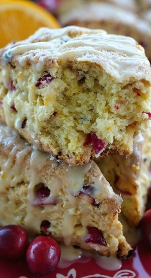 Cranberry Orange Scones are loaded with fresh cranberries, delicious orange zest and baked just right. #cranberrydesserts #cranberries #cranberryorangedesserts #dessert #delicious #scones #sconerecipes Cranberry Orange Scones