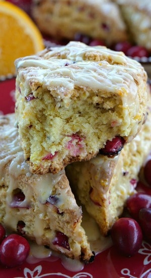 Cranberry Orange Scones, loaded with fresh cranberries, baked to perfection and then drizzled with orange glaze. #delicious #cranberryscones #cranberries #sconesrecipe #dessert, #dessertrecipes Cranberry Orange Scones