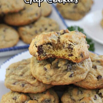 A round plate with a stack of pumpkin cookies on it.