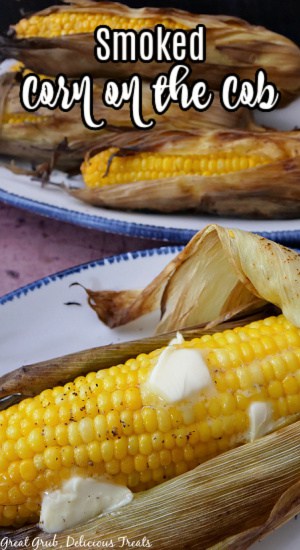A corn on the cob on a white plate.