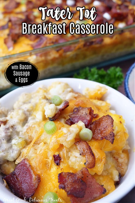 A title picture with a bowl filled with a serving of breakfast casserole.