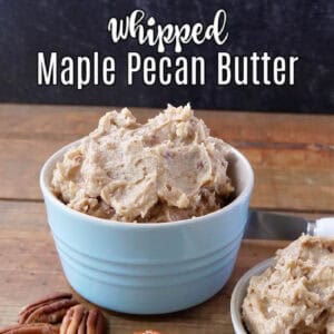 Two small bowls filled with maple pecan butter.